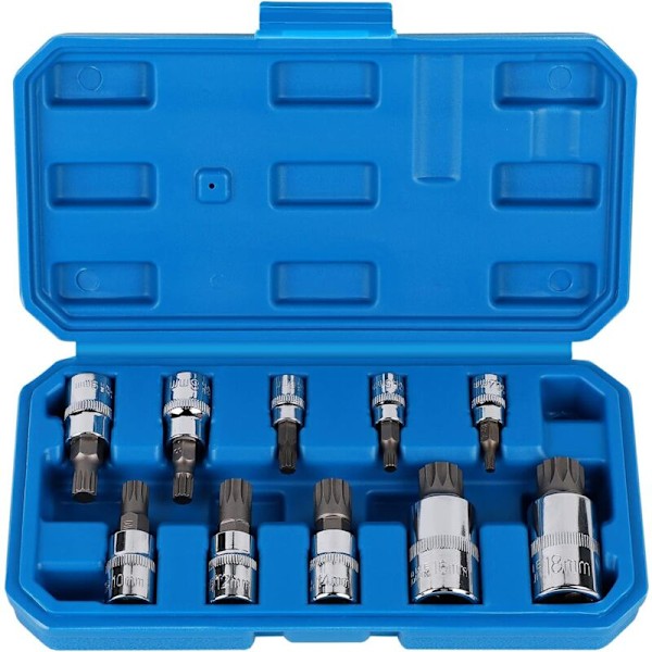 Torx han 1/2 '' top, 1/4 '', 3/8 '', T8-T70 13 dele, Plum forest i en fart