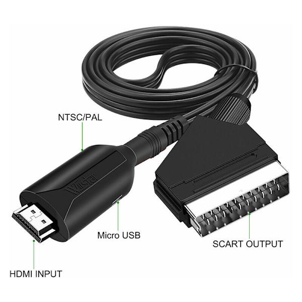 Scart til Hdmi-konverter Video Audio Adapter for Hdtv/dvd/set top box/ps3/pal/ntsc