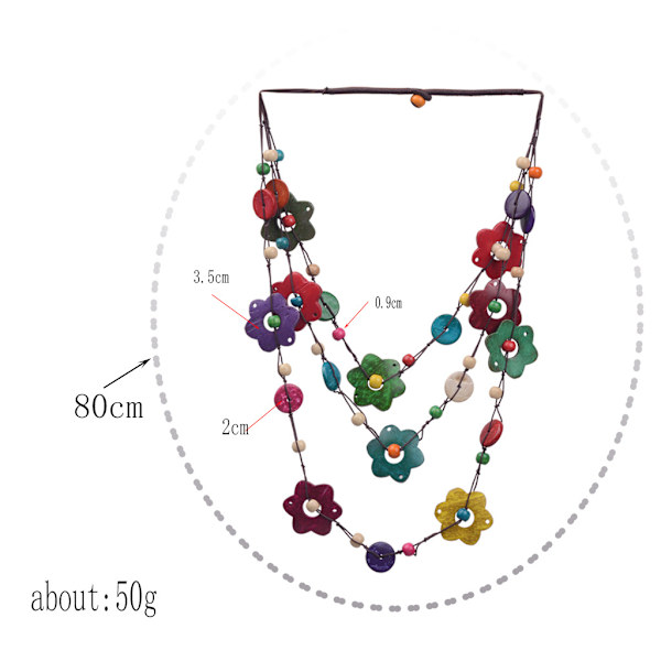 Bohemiskt halsband i form av ett kokosnötskal, tribal etnisk stil