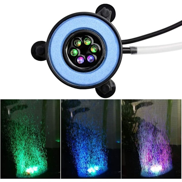 Nedsænkelig akvarie boblelampe, lys akvariebelysning boble, 6 LED'er dekorationsbelysning med luftboble (5,5 cm, 1,2w)