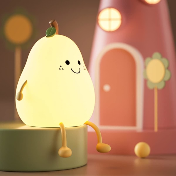 Night light for kids, cute silicone nursery pear light for baby and toddler, fruit night light for boys and girls, soft night light for bedroom