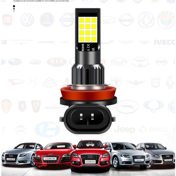 Billad LED frontlykter for tåkelys, superlysende, gylne øyne, H11 H3 9006 881 H8 pære (2 stk.)