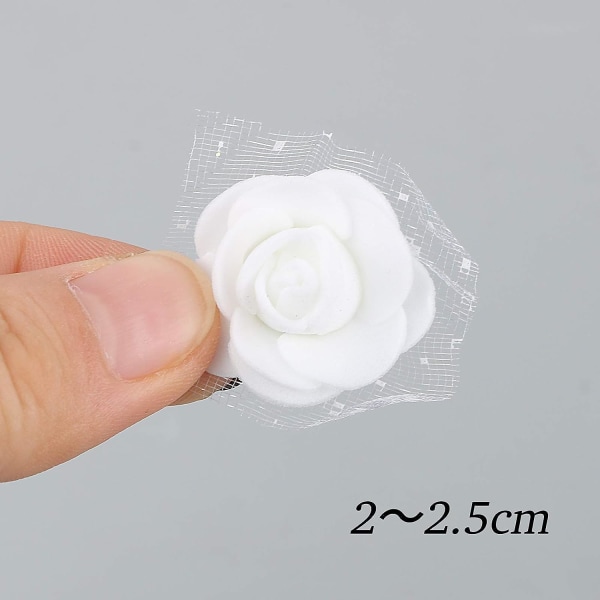 (Hvid-2,5cm) 200 Kunstige Roseknopper PE Skum Kunstige Blomster Hjem Bryllup Fest Dekoration.
