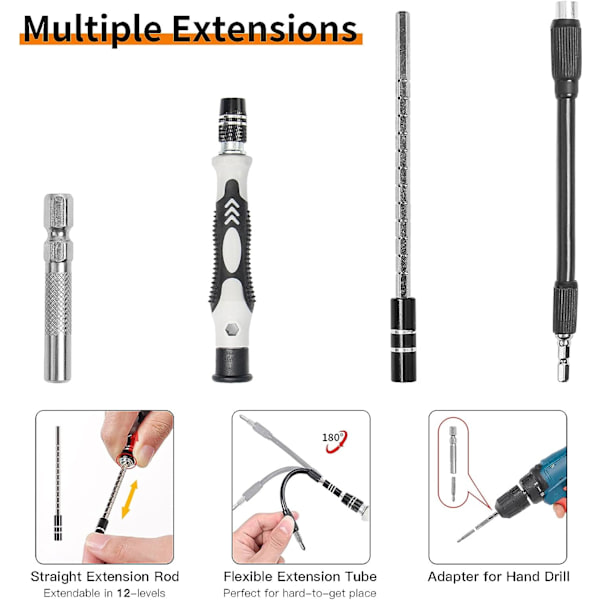 Precisionsskruvmejselset, skruvmejselset professionella reparationsverktyg 115 i 1 set Multifunktionell magnetisk skruvmejsel för Iphone Laptop Mac Watch To