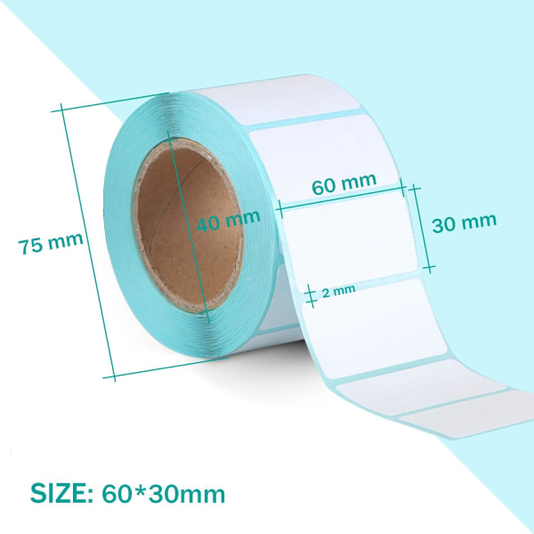 800 x 60mm x 30mm valkoiset itseliimautuvat tarrat pakastuspurkkeihin ja tulostimiin