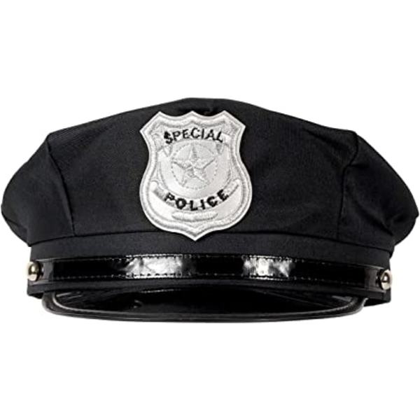 Politihat Cop Karnevalhatte 1 sort politihat, sjov, SWAT