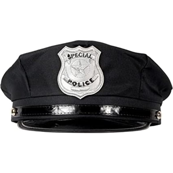 Politihatt politi karnevalhatter 1 svart politihatt, morsom, SWAT