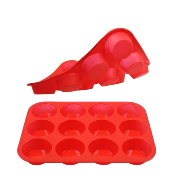 12 kopper silikone muffinform - Nonstick BPA-fri cupcakeform i normal størrelse silikoneforme