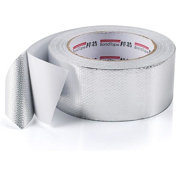 Selvklæbende tape, aluminiumsbånd, varmebestandig varmebeskyttelse, rivefast. Bredt aluminiumsforseglingstape med glasnetstof til forsegling af isolering