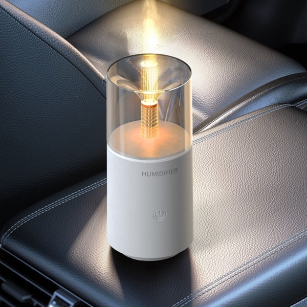 Auton ilmankostutin Aromaterapiakone Kynttilänvalossa Ambient Light Aromaterapiasuihke (valkoinen)