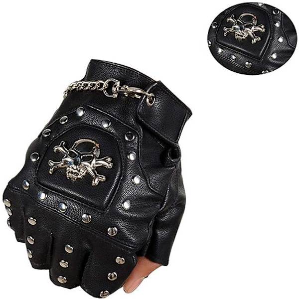 Steampunk gotiske handsker til mænd, vintage læder kaptajn fingerløse handsker