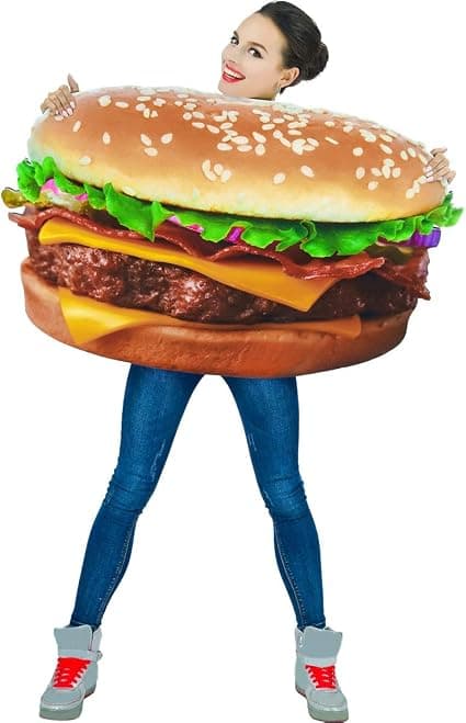 Digitaltrykt unisex 3D voksen hamburgerkostyme