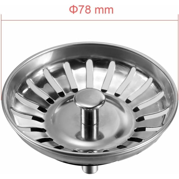 78mm Sink Strainer Ruostumaton Teräs Keittiön Tiskialtaan Tulppa Keittiöön ja Kylpyhuoneeseen