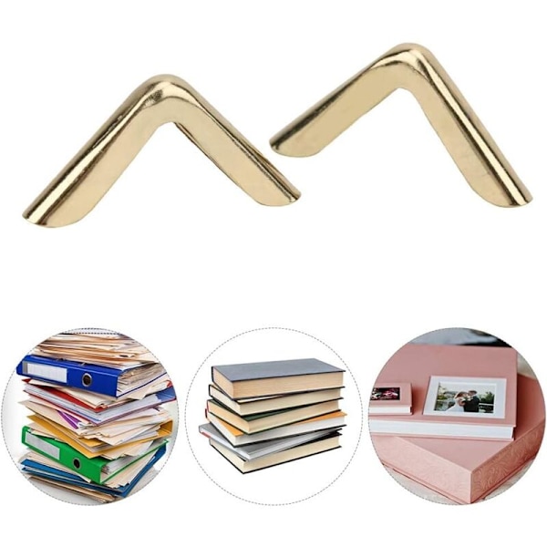 50 st Skyddshörn för myntböcker, dekorativ täckning med metallkant, metallhörn för scrapbooking av menyer och album, gyllene mässing (Guldmässing 2,2 mm)