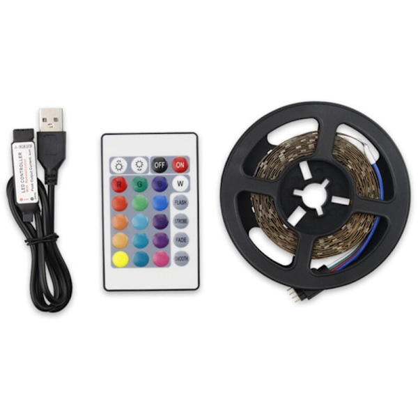 USB Dimbar RGB Fargerike LED-striper med 16-farget IR-fjernkontroll og 4 lysmoduser 5m 300ed lysstreng for TV hjemmelaget kjøkkendekorasjon