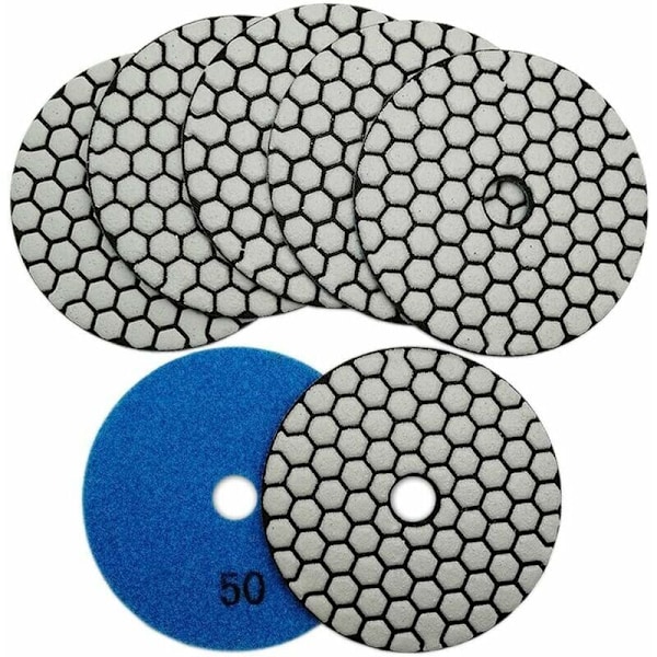 7 stk Diamantpoleringsskive 4\"/100mm Tørre Diamantpoleringsputer for Marmor, Granitt, Stein, Betong (50)