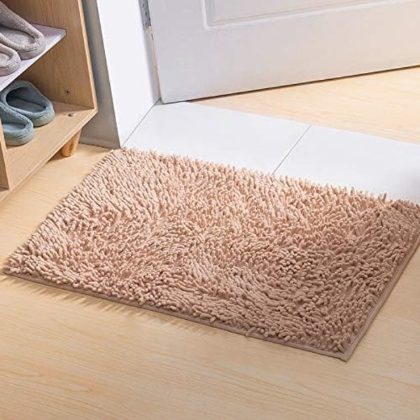 Chenille Mikrofiber Shaggy Badmatta, Mjuk och Bekväm, Superabsorberande Vatten, Halkfri, Tjock för Badrum (60x40cm, Lila)