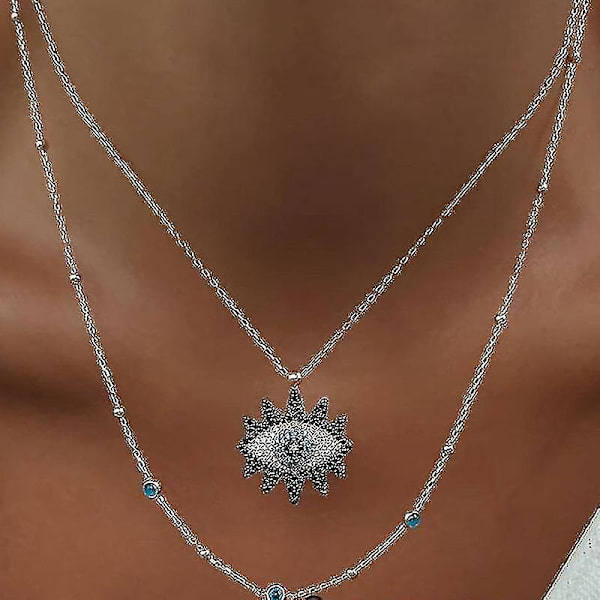 Vintage-muoti Paha silmä Kaulakoru Ripustin Soliskuoppa Ketju Statement Pitkä Kaulakoru Naiset Tarvike Collares