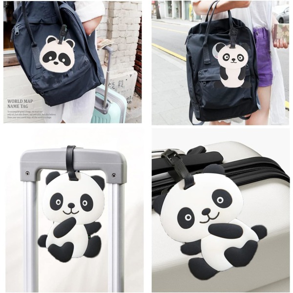 4 kpl matkatavaralappuja, ihanat Panda matkatavaramerkit matkalaukkuihin