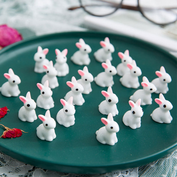Erä 20 Mini Rabbit Bulk Rabbit Cotton Miniature Figuurit Resi