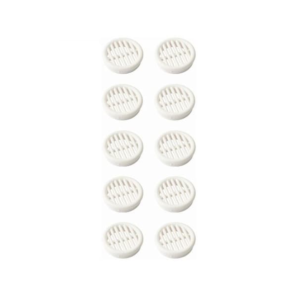 10x Rund Ventilationsgaller i Plast Plot Diameter 39,5mm Höjd 11 mm Skydd för Vägg och Tak, Vit