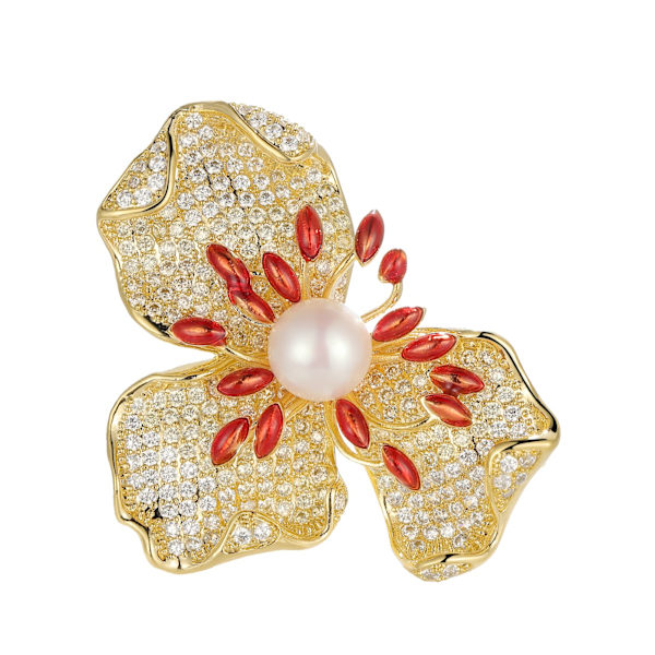Elegant Pärlblomma Brosch Pins Broscher Kostym