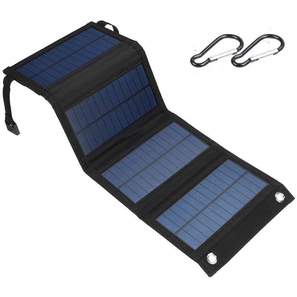Solcellepaneler 20W Premium monokrystallinsk sammenleggbar solcellelader kompatibel med solcellegeneratorer, telefoner, nettbrett, for utendørsaktiviteter - svart