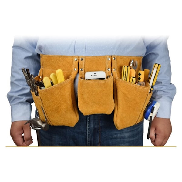 5222cm Kvalitetsläder Verktygsbälte med Fickor, Justerbart Nylonbälte, Fars Dag Present till Hantverkare, - RWTool Belt