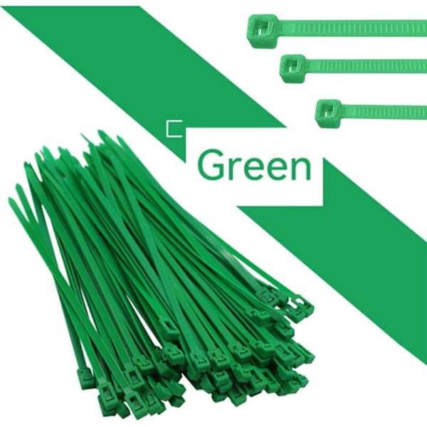 100 Universal Grøn Kabelbinder -3.6x200mm- Plastikklemmer og klemme - Effektiv og robust kabelføringsløsning - Grøn kabel af høj kvalitet