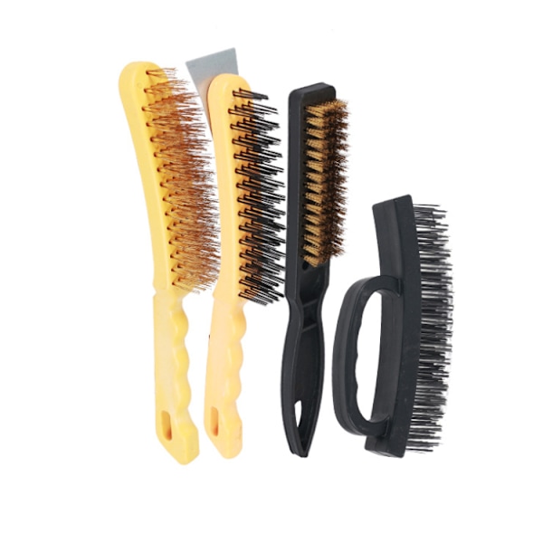 Brushware 3 kappaletta teräsharjoja, ruostumattomasta teräksestä valmistettuja puhdistusharjoja, pitkävartisia harjoja ruosteenpoistoon (kuparoidut teräsharjat puukahvoilla)