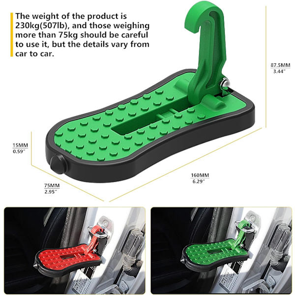 (16cm, vihreä) 1kpl auton ovenpoljin, auton ovenpoljin, auton oven lukituspoljin, apupoljin turvavasaralla