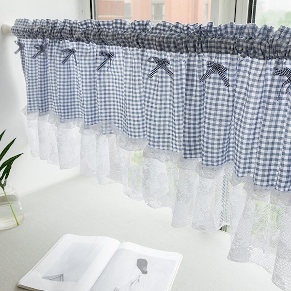 Enkelt nordisk kjøkkengardin, ferdig stang, liten blonde gardin for friske fliser, kort halv rideau