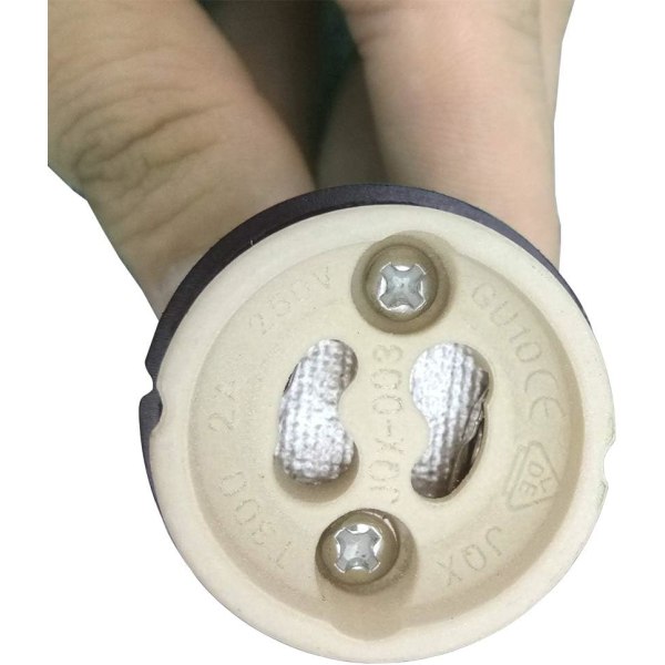 Jane Art (6 stk.) GU10 fatning Keramisk sokkel og terminalblok/bro med kabel og isolerende ærme - Adapter til LED og halogen fatning forbindelse