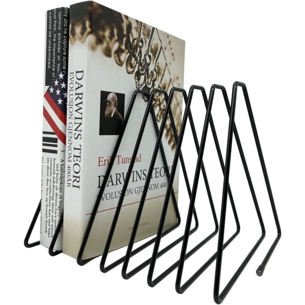 Dekorativ bogholder magasinstativ, skrivebordsfilsortering Organizer Boghylde Bogstøtter Bogstøtter, udtrækkelige metalbogstøtter 7 sektioner (sort)
