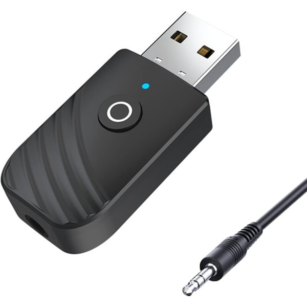 Bluetooth USB-adapter, 5.0 trådløs USB 3-i-1-sender og mottaker, med 3,5 mm jack Bluetooth Aux-bilradiosender fungerer for bil/TV/PC/Aud
