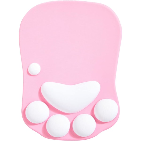 Cat Paw musmatta, ergonomisk musmatta, musmatta med handledsstöd, lämplig för hem/kontor/spel, musmatta rosa och vit