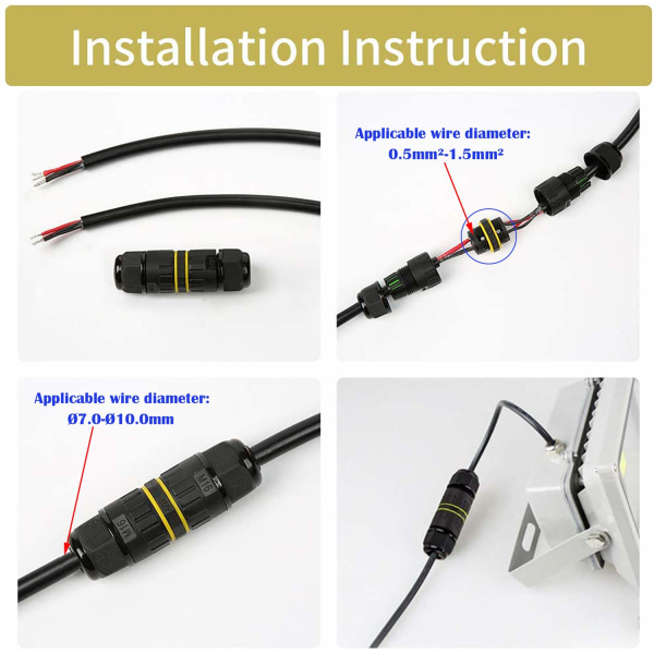 2Pcs Waterproof Connector Box IP68 Waterproof Cable Connector/External Sheath Connector/Weatherproof Outdoor Patch Cable Socket