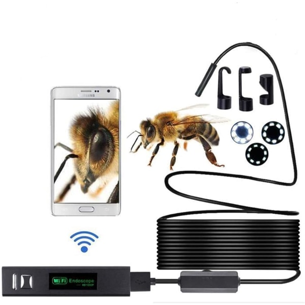 WiFi trådlös boreskop 1200P inspektionskamera 2.0 megapixel HD slangkamera för Android iOS smartphone med 3,5M/10M hård tråd (3,5M)