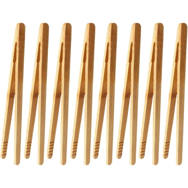 8 stk bambustang, 18 cm/7 tommers brødristertang for matlaging av toast B