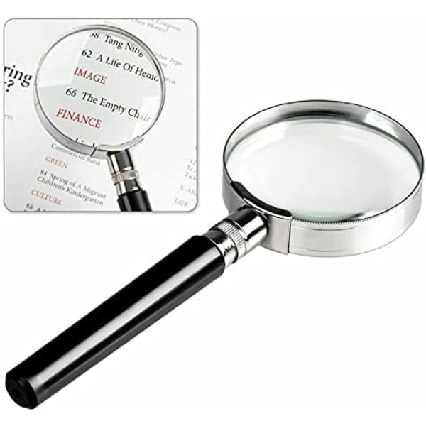 10X håndholdt forstørrelsesglas håndtag svagtseende hjælpemiddel høj forstørrelse til læsning, senior, kort, inspektion, håndværk hobby (60MM)