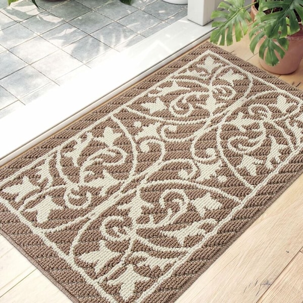 Entrématta för inomhusbruk 50 x 80 cm, absorberande entrématta, halkfri & dammreducerande för utomhusdörrar, Tvättbara innerdörrar, brun