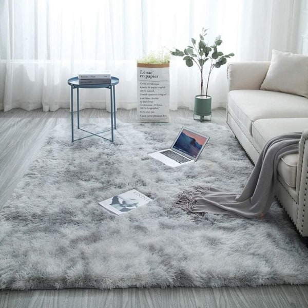 Sovrumsmatta Modern Vardagsrumsmatta Mjuk Fluffig Långhårig Matta Extra Mjuk Bekväm Matta Halkfri Inomhus Fluffig Tjock Matta för Vardagsrum (Grå