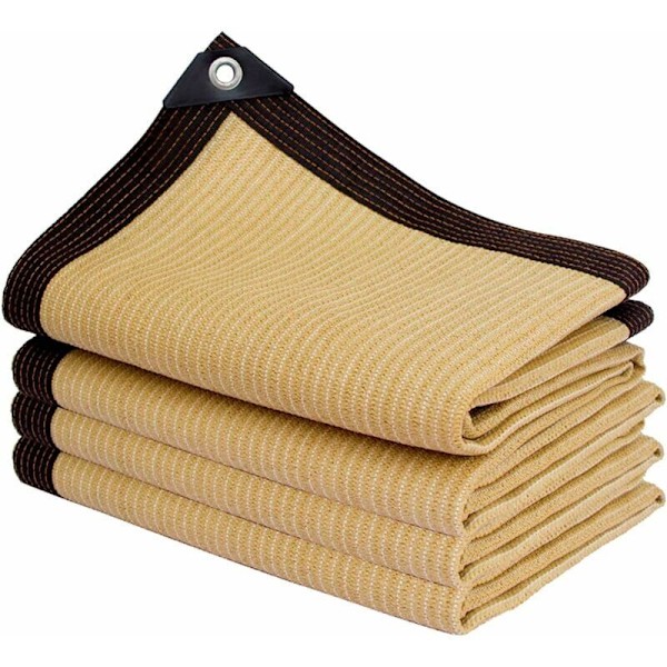 Rektangulær skyggefilet, lys udvendig lysskyggestof til markise/pool/garage, skyggestof med resistente øjer, beige, 3x7m