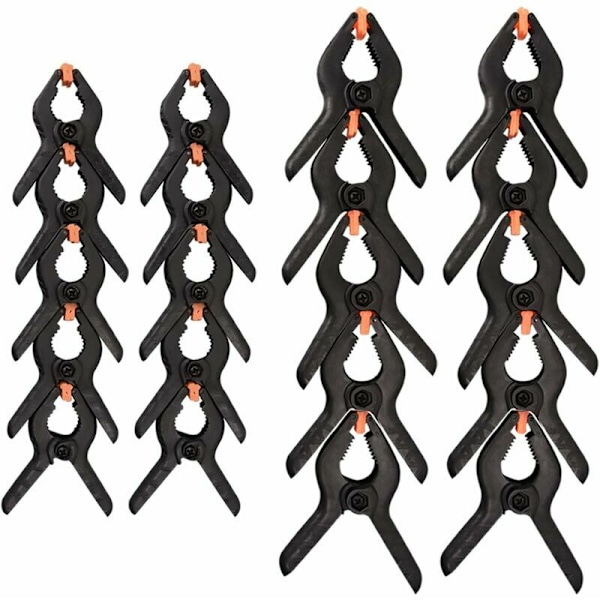 Set med 20 nylonfjäderklämmor, en sats med 10 åtdragningsklämmor på 5,1, 10 klämmor på 7,6.