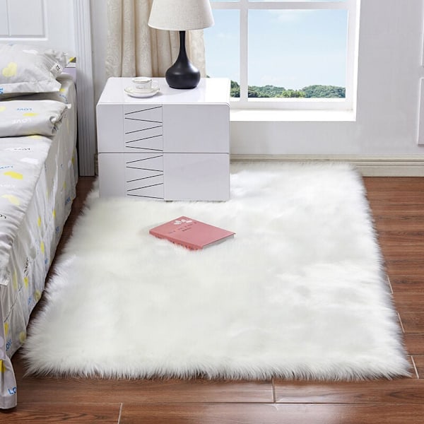 Syntetisk fårskinnsmatta, 60x90 cm Mjuk och fluffig fuskpälsmatta, långhåriga sovrumsmattor för stolar, vardagsrum, barnrum (v