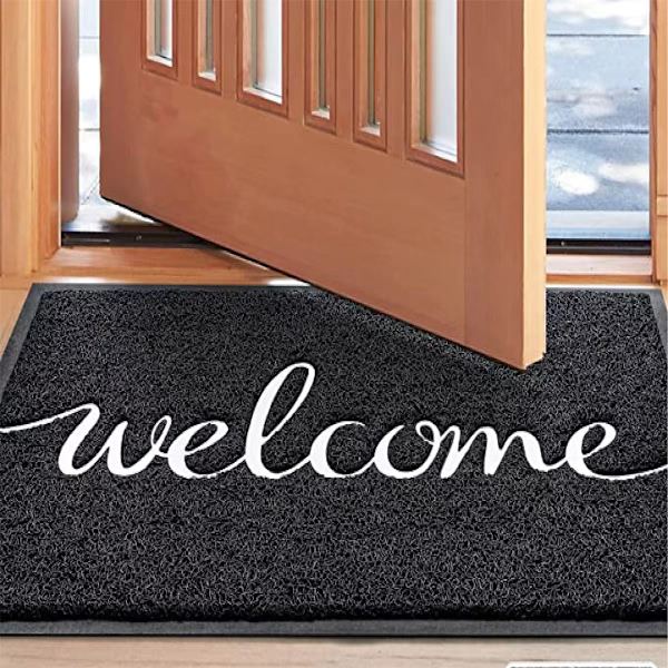 Välkommen dörrmatta (40*60cm, svart), hållbar välkomstmatta tunn golvmatta ytterdörrmatta halkfri matta lämplig för entréer, gårdar