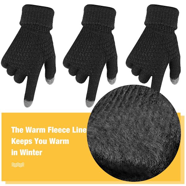 4 par dam vinter touch screen handskar termisk fleecefodrade stickade handskar elastisk manschett vinterhandskar