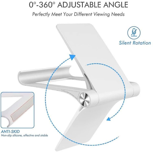Puhelinteline, työpöydän puhelinteline ja tablettiteline säädettävällä kulmalla valkoinen