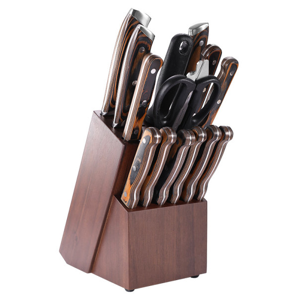 Massivt træ køkkenkniv holder husholdningskniv holder køkkenkniv multifunktionel hylde desktop