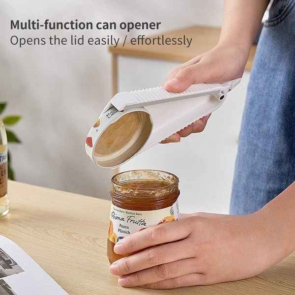 White - Manual Can Opener 3 in 1 Multifunctional Beer Bottle Opener Can Opener Kitchen Tool Magnetic Design for Elderly People and Arthritis Patient